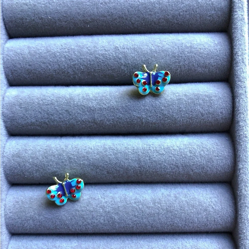 ✨Cute Blue Enamel butterfly StudEarrings - Picture 3 of 6